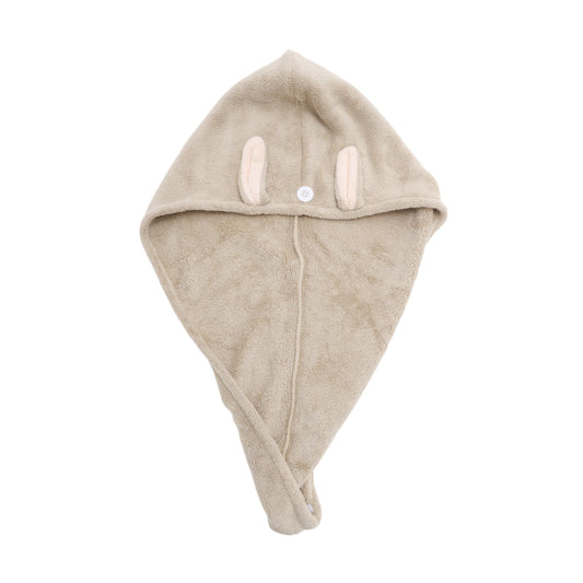 1 Pc Water-absorbent Cartoon Rabbit Ears Hair Towel for Bathroom Khaki