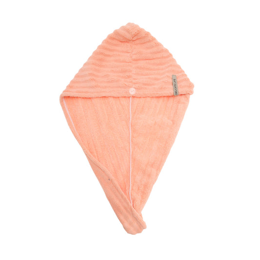 1 Pc Water-absorbent Stripes Hair Towel for Bathroom Orange Pink