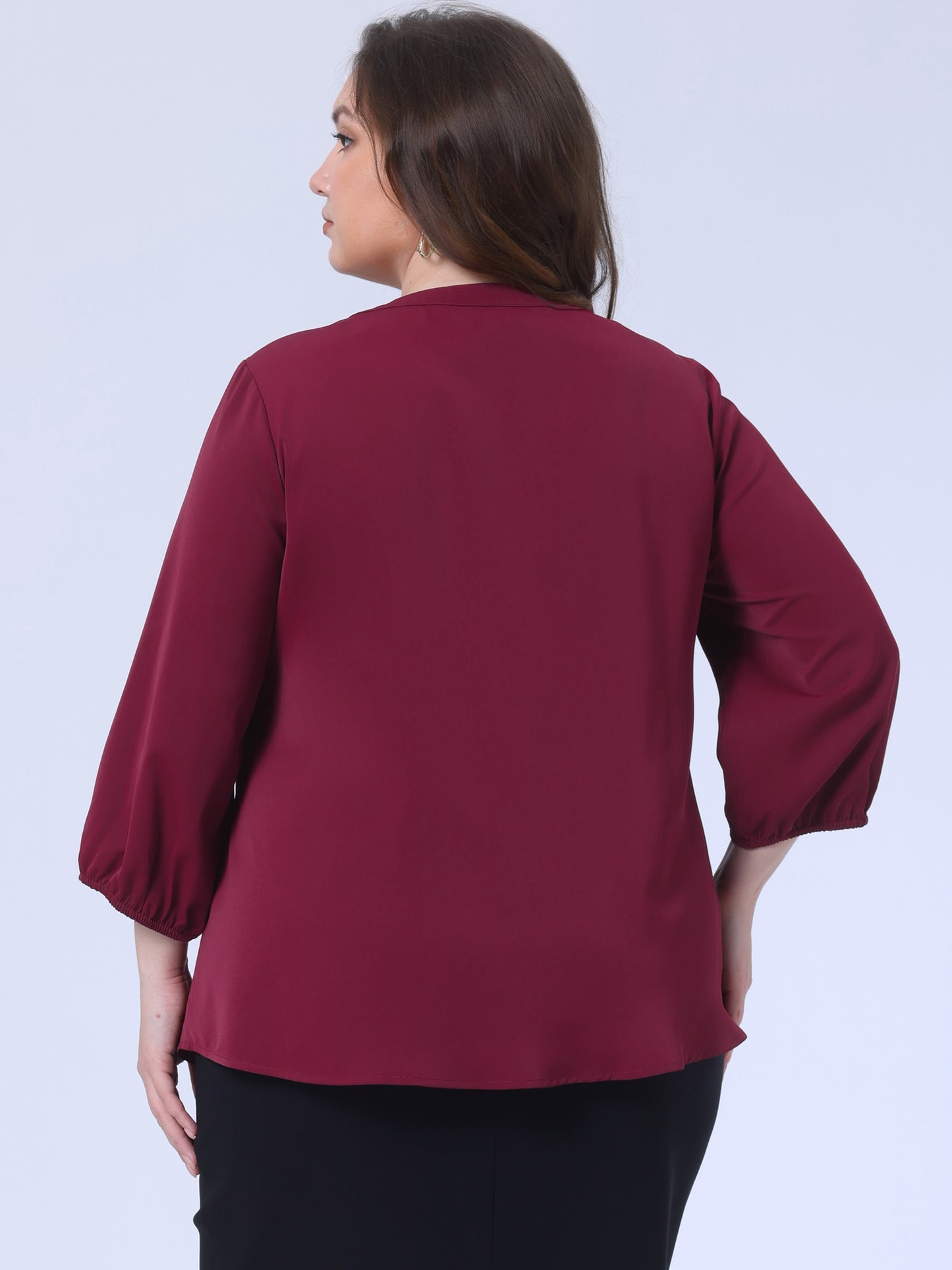Women's Plus Size Work Round Neck Ruffle Chiffon Blouse Top