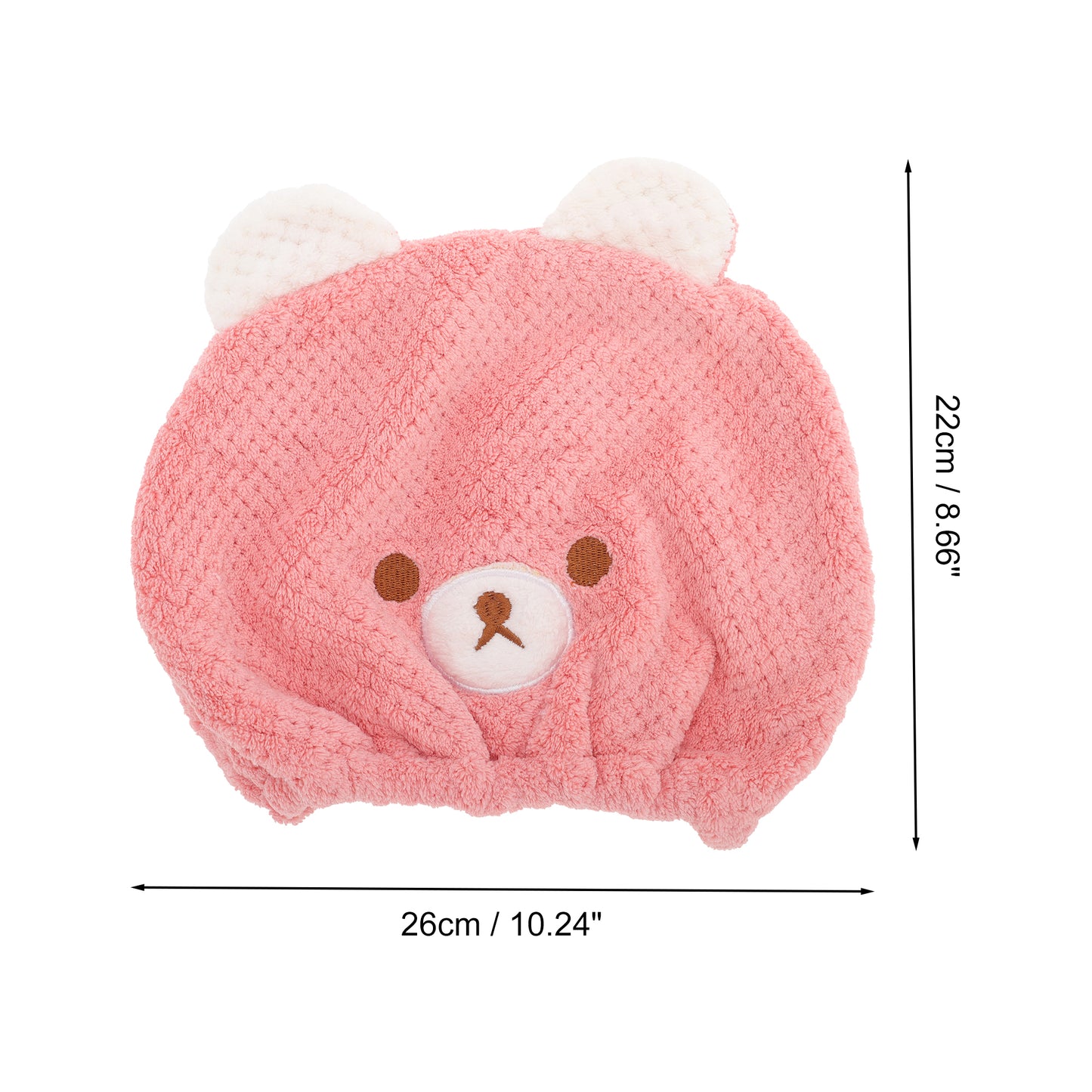 1 Pc Water-absorbent Cartoon Bears Hair Towel Hair Cap for Bathroom Light Pink