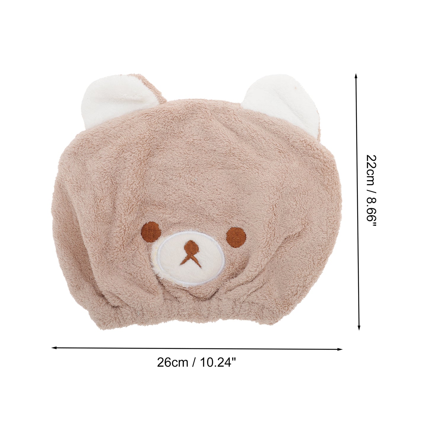 1 Pc Water-absorbent Cartoon Bears Hair Towel Hair Cap for Bathroom Khaki
