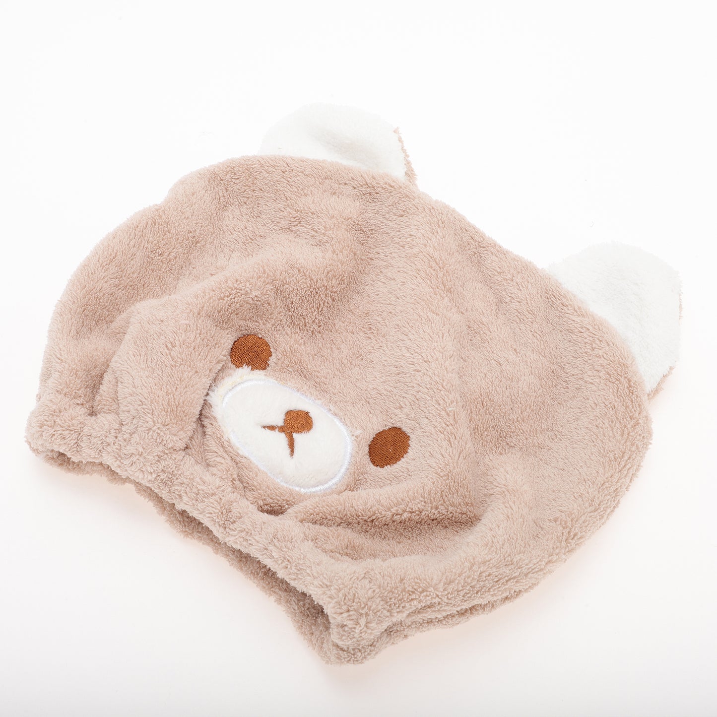 1 Pc Water-absorbent Cartoon Bears Hair Towel Hair Cap for Bathroom Khaki