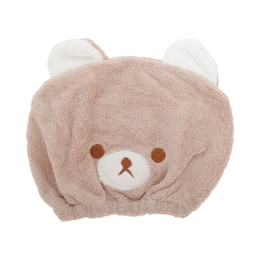 1 Pc Water-absorbent Cartoon Bears Hair Towel Hair Cap for Bathroom Khaki