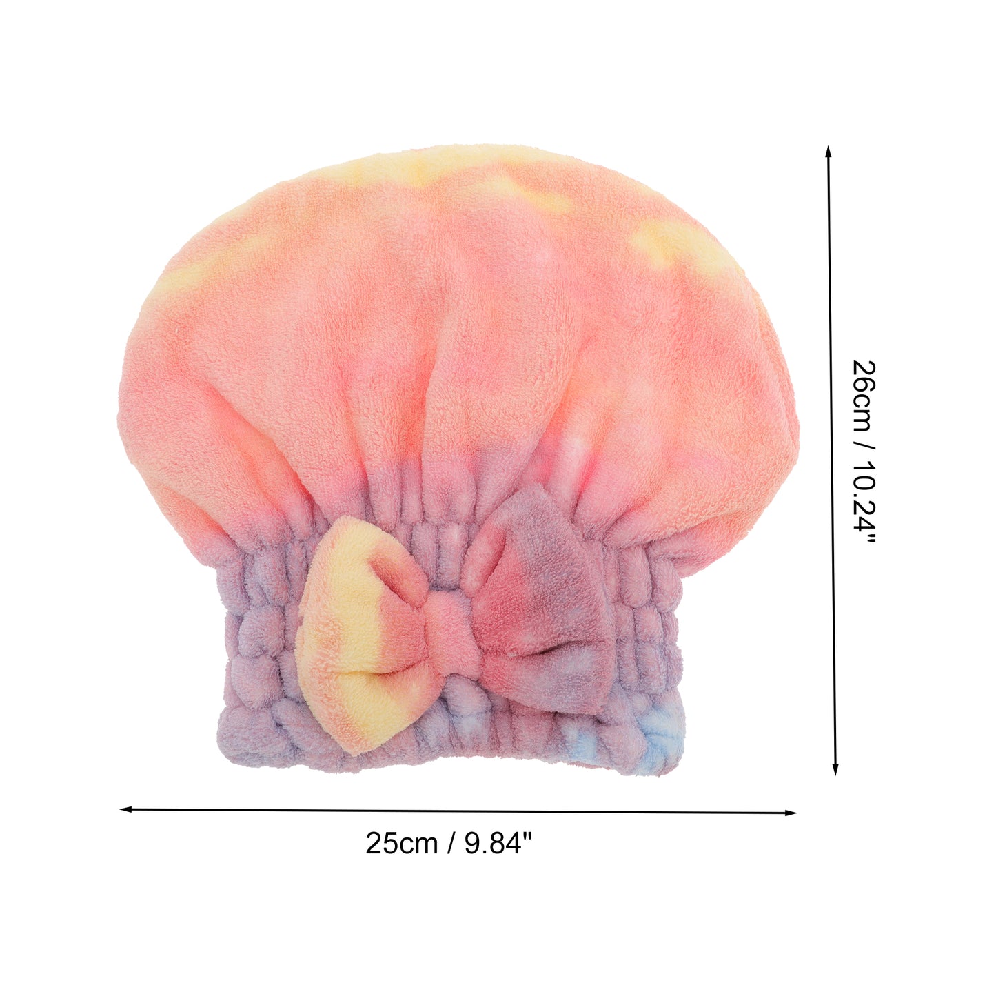 1 Pc Water-absorbent Bow Gradient Hair Towel for Bathroom Pink