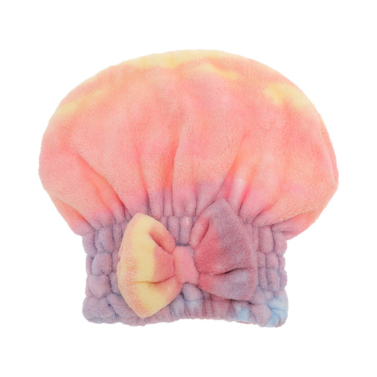 1 Pc Water-absorbent Bow Gradient Hair Towel for Bathroom Pink