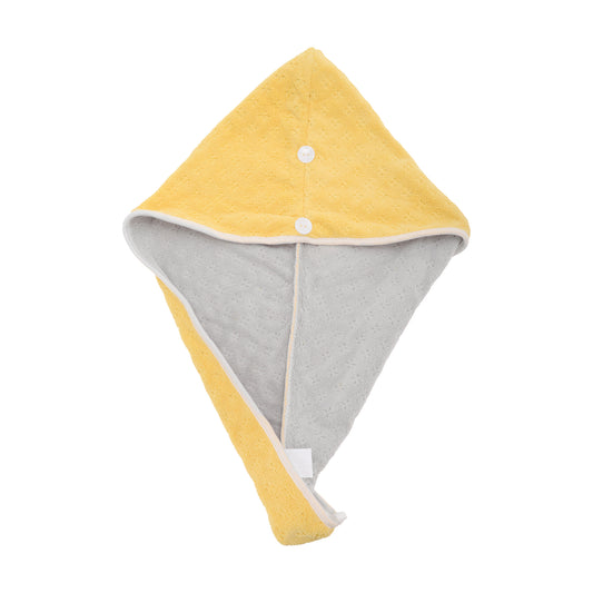 1 Pc Water-absorbent Two-tone Hair Drying Towel for Bathroom Yellow, Gray