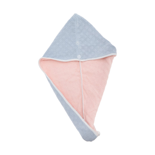 1 Pc Water-absorbent Two-tone Hair Drying Towel for Bathroom Blue, Pink