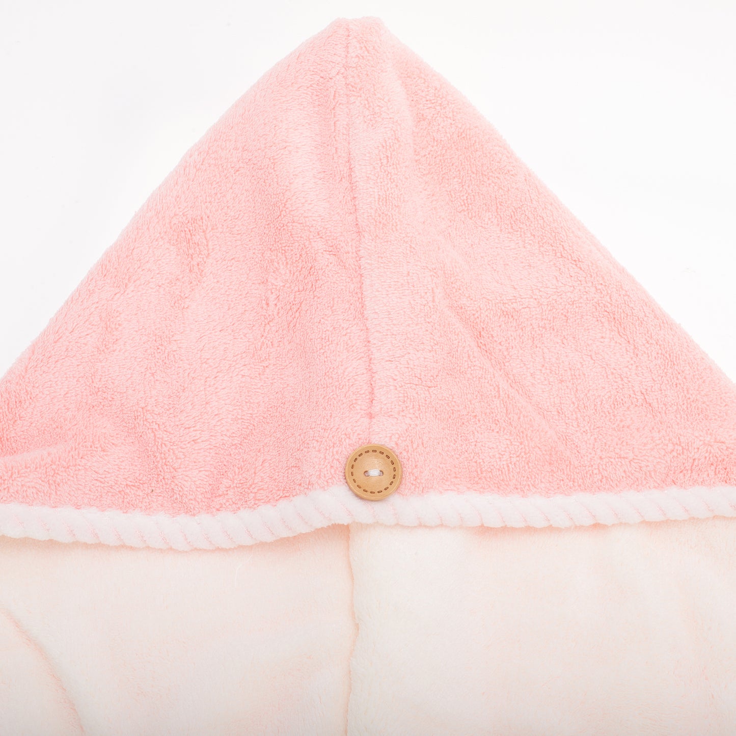 1 Pc Water-absorbent Double Layer Hair Drying Towel for Bathroom Pink, White