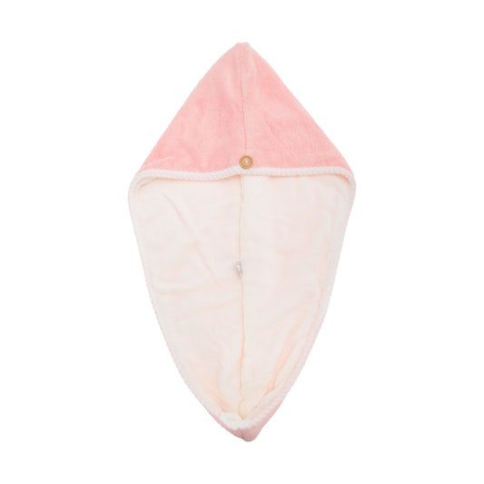 1 Pc Water-absorbent Double Layer Hair Drying Towel for Bathroom Pink, White