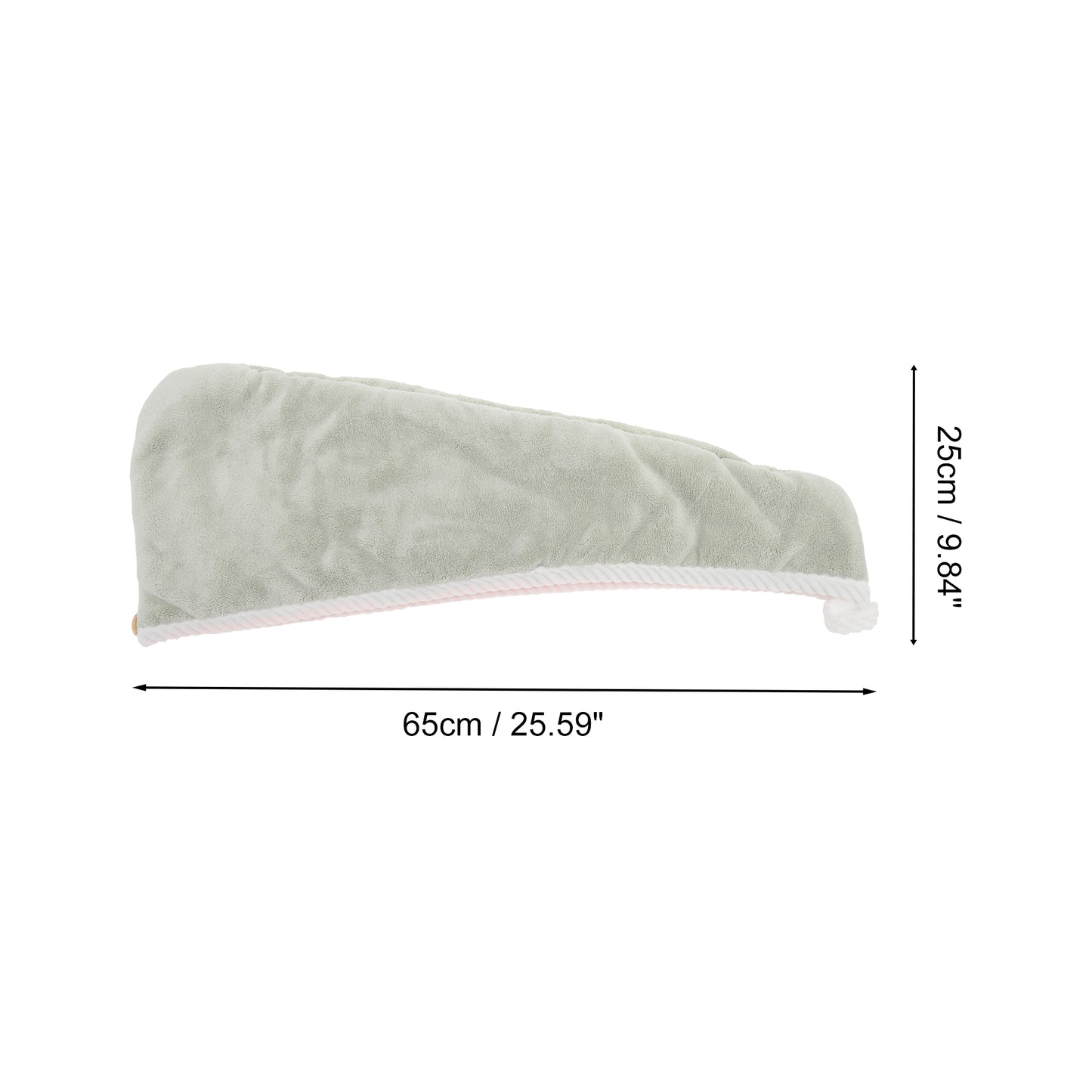 1 Pc Water-absorbent Double Layer Hair Drying Towel for Bathroom Green, Pink