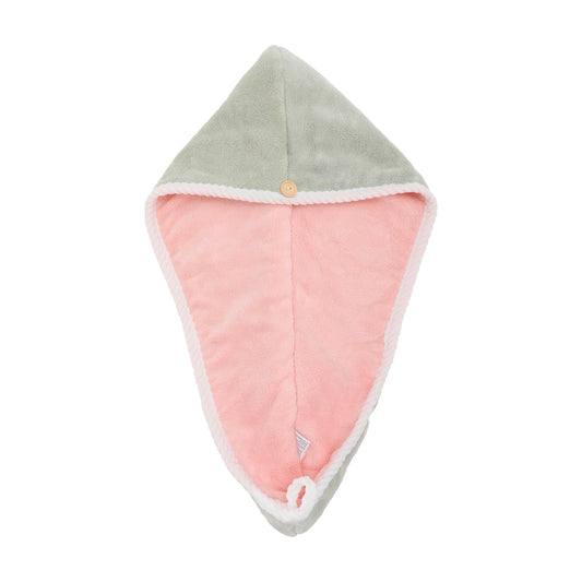 1 Pc Water-absorbent Double Layer Hair Drying Towel for Bathroom Green, Pink