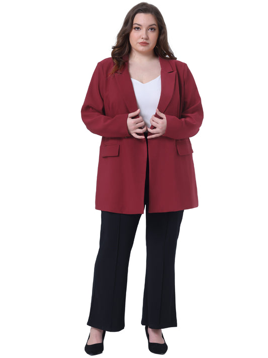 Blazers de talla grande para mujer, con solapa y botón, con bolsillo, para oficina, para trabajo, blazer largo