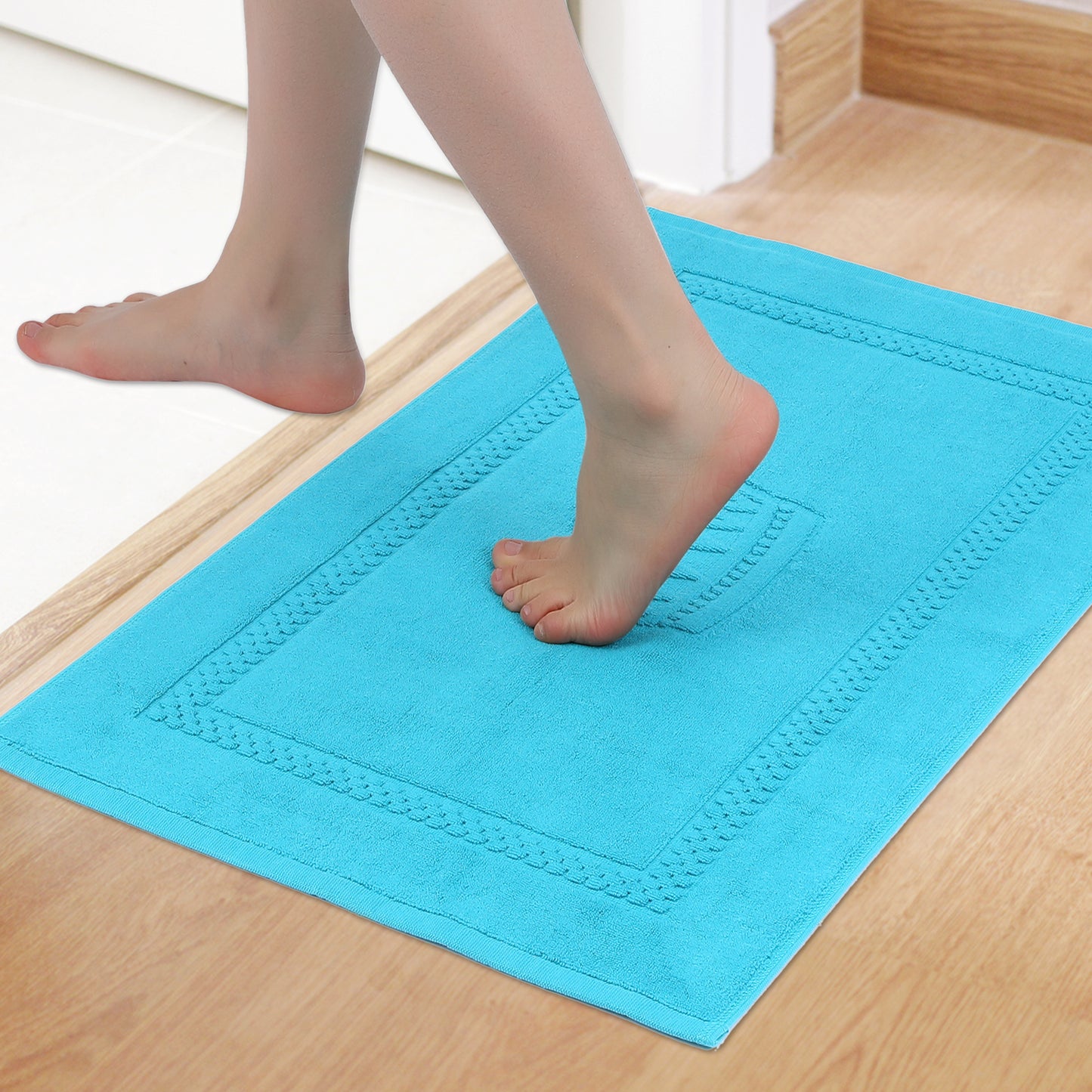 Absorbent Bath Rugs Reversible Cotton Spa Quick Dry Non Slip Thick Machine Wash Bath Mats