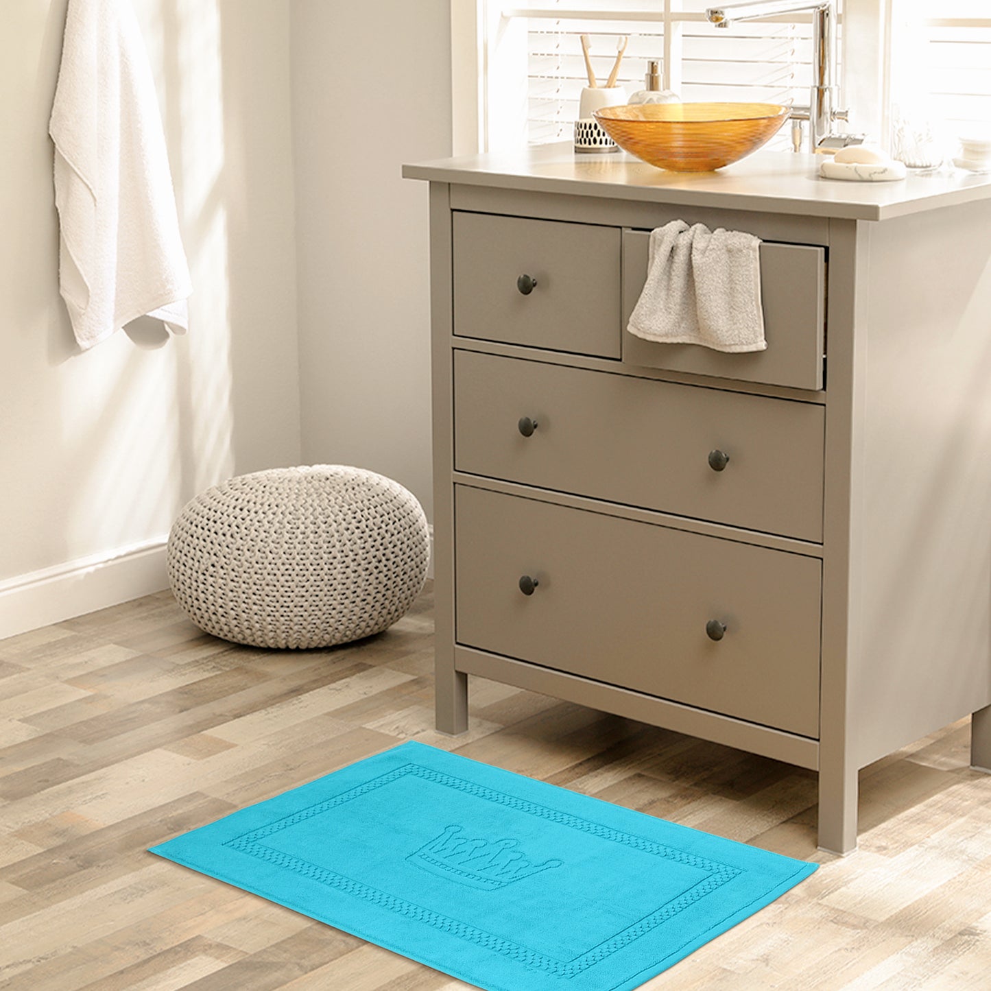 Absorbent Bath Rugs Reversible Cotton Spa Quick Dry Non Slip Thick Machine Wash Bath Mats
