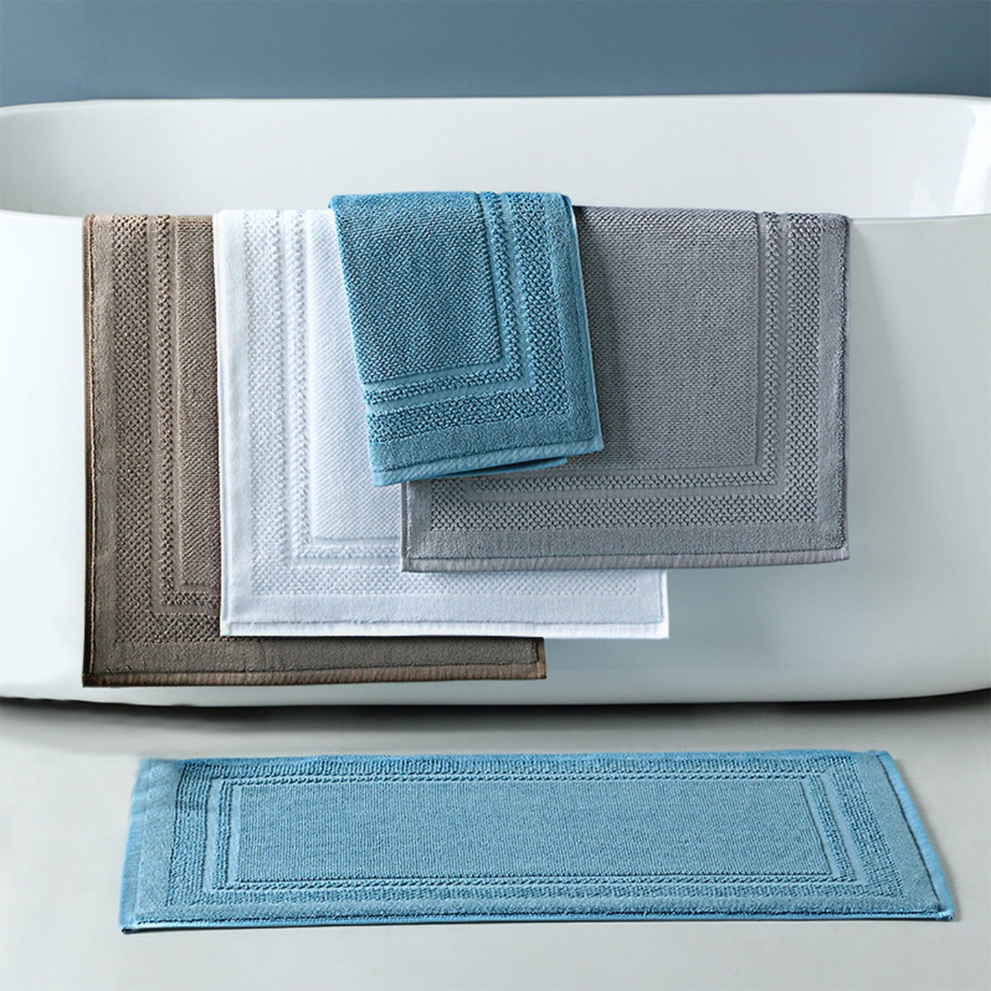 Absorbent Foldable Washable Cotton Bath Rugs Quick Dry Floor Carpet Bath Mats