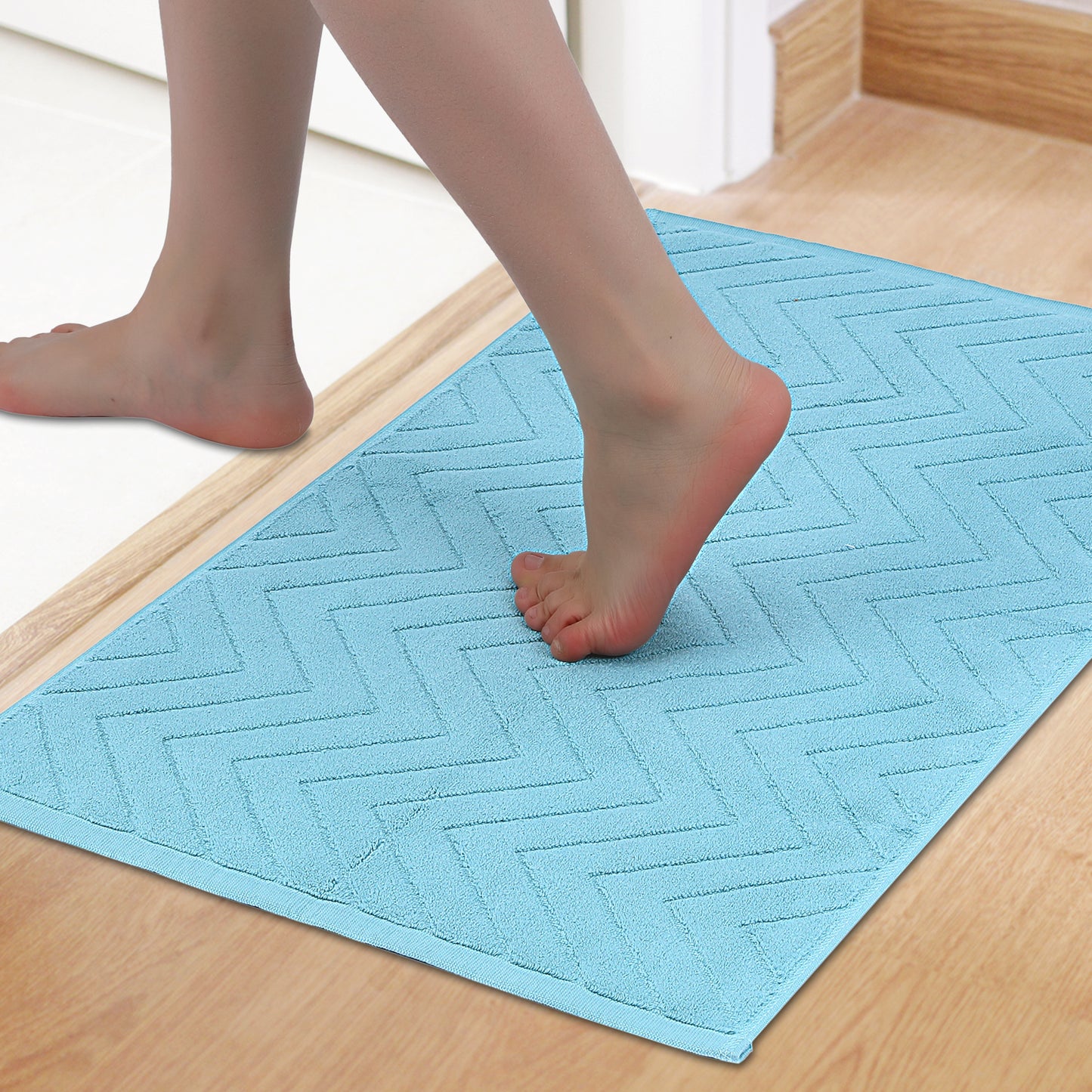 Absorbent Fade Resistant Cotton Luxury Bath Rugs Shower Mat Bathroom Non Slip Quick Dry Spa