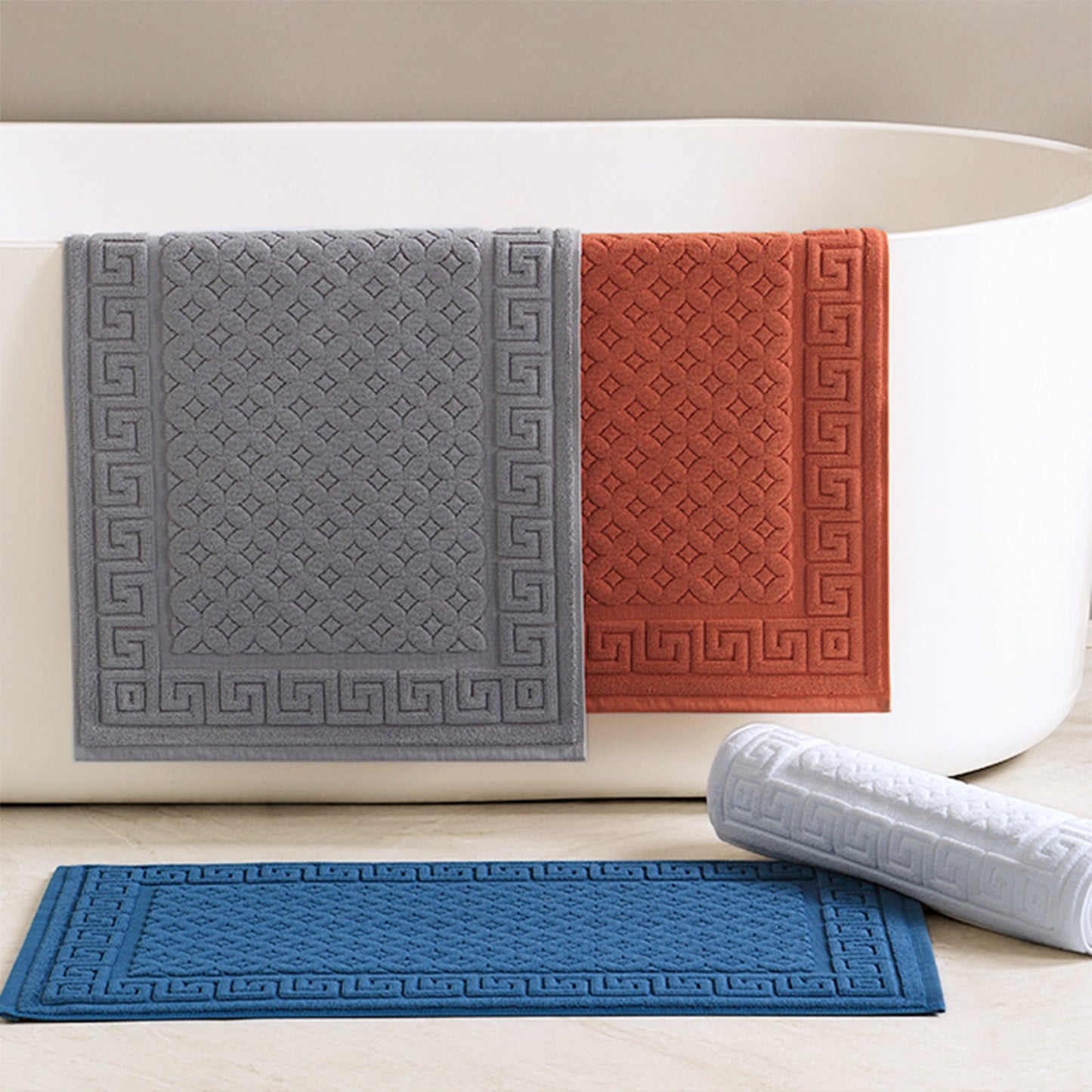 Cotton Bath Mat, Soft Bathroom Rug Absorbent Floor Towel Mats for Hotel Spa Bathtub
