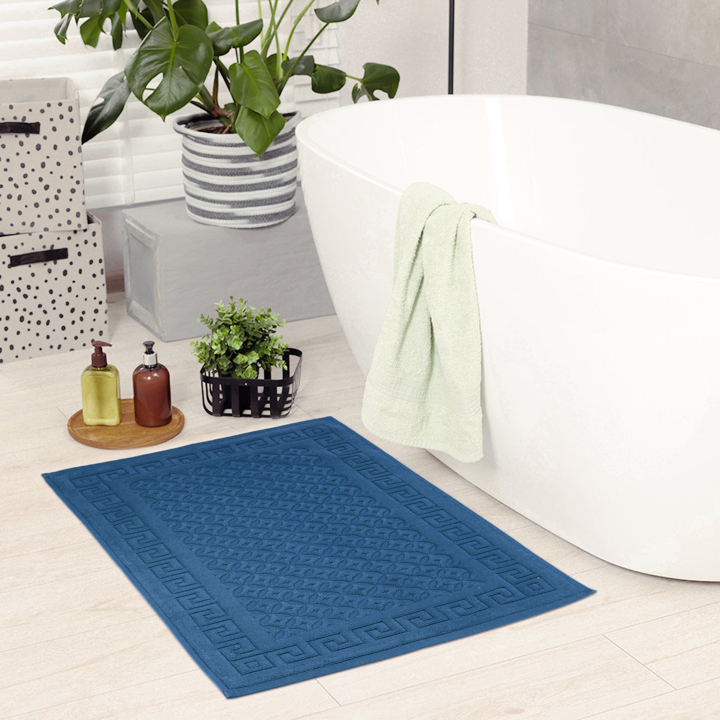 Cotton Bath Mat, Soft Bathroom Rug Absorbent Floor Towel Mats for Hotel Spa Bathtub