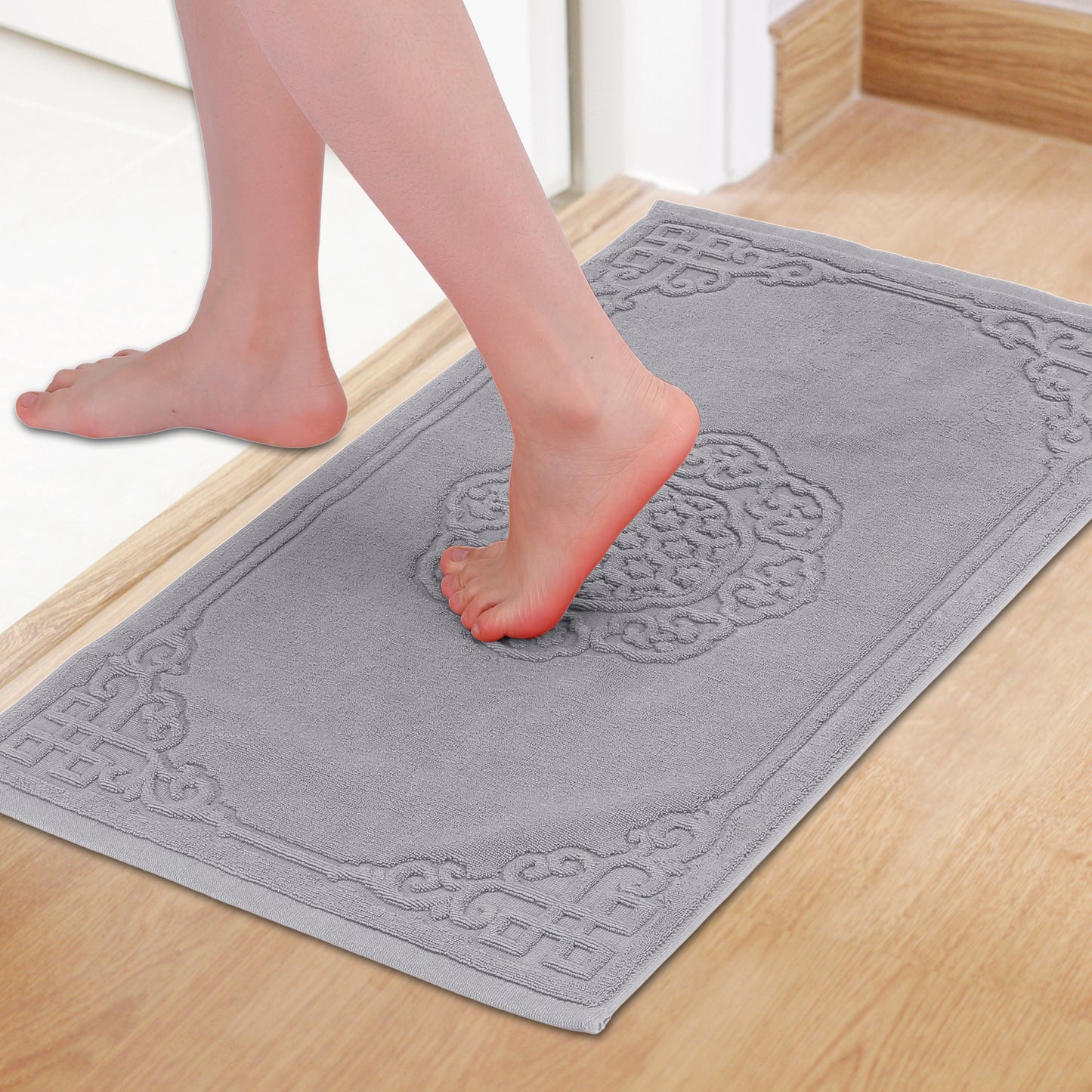 Cotton Rug Bath Mats, Absorbent and Machine Washable Shower Bathroom Floor Towel