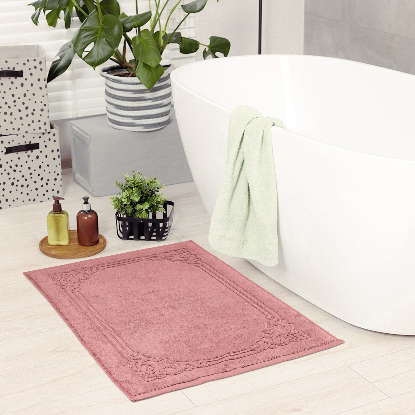 Bath Mat for Bathroom, Cotton Absorbent Floor Mats Quick Dry Towel for Hotel Spa Shower
