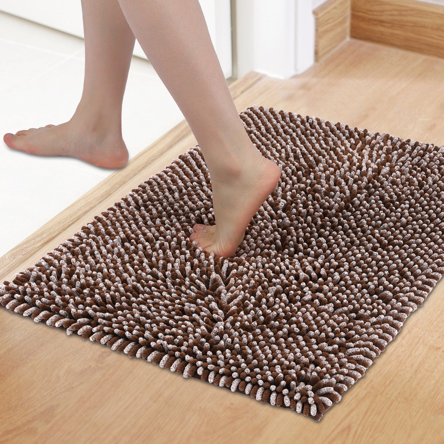 Non Slip Absorbent Chenille Fluffy Bath Mat Durable Accessories Soft Lightweight Bath Mats