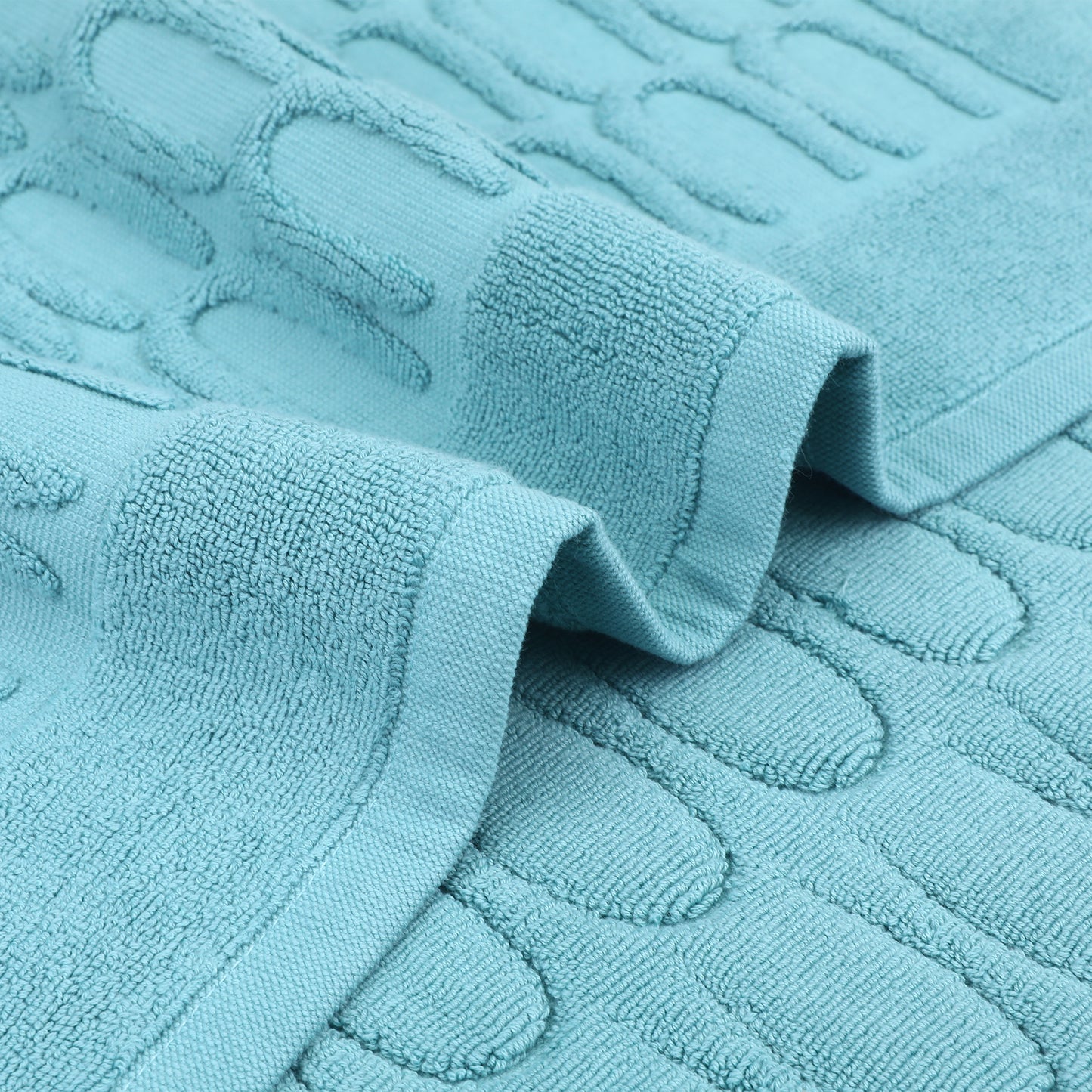 Cotton Washable Geometric Textured Bath Mat Hotel Reversible Water Absorbent Rug Thick Foldable