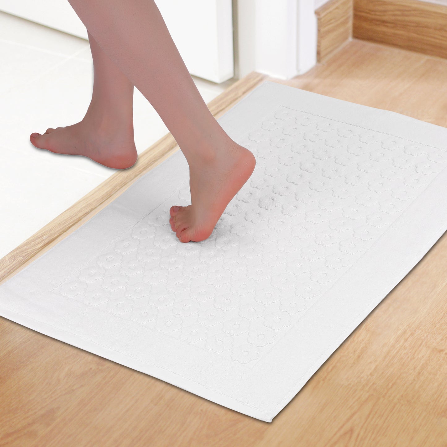 Luxury Bath Rug Towel, Cotton Absorbent Hotel Spa Shower Floor Mat for Bathroom