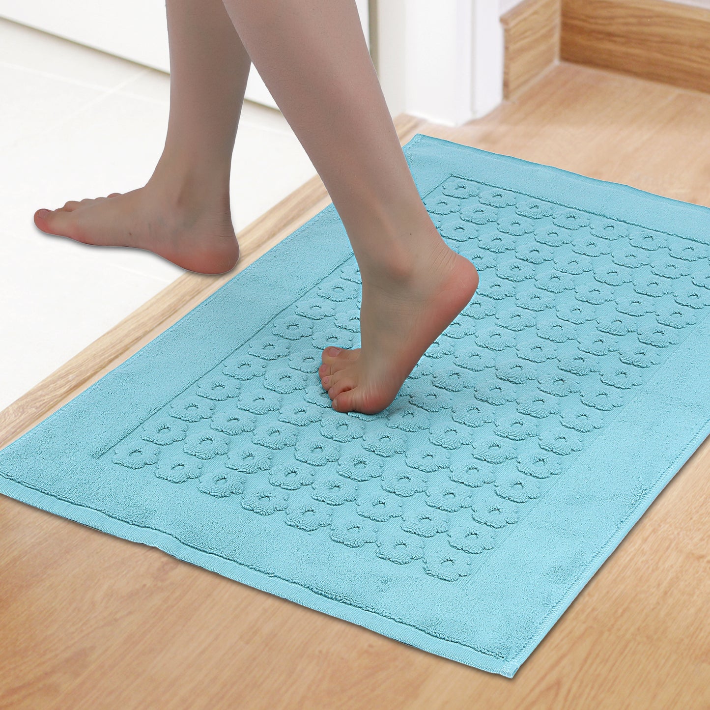 Luxury Bath Rug Towel, Cotton Absorbent Hotel Spa Shower Floor Mat for Bathroom