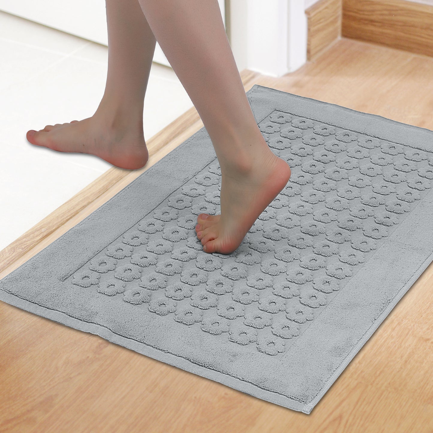 Luxury Bath Rug Towel, Cotton Absorbent Hotel Spa Shower Floor Mat for Bathroom
