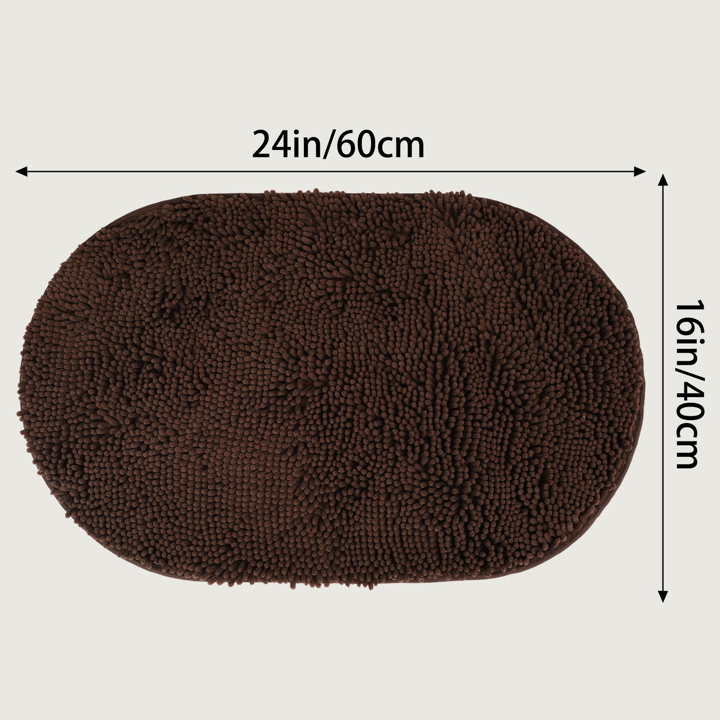 Oval Plush Bath Mat, Soft Non Slip Washable Absorbent Rug, Rubber Backing Quick Dry Rugs