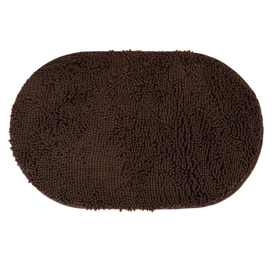 Oval Plush Bath Mat, Soft Non Slip Washable Absorbent Rug, Rubber Backing Quick Dry Rugs