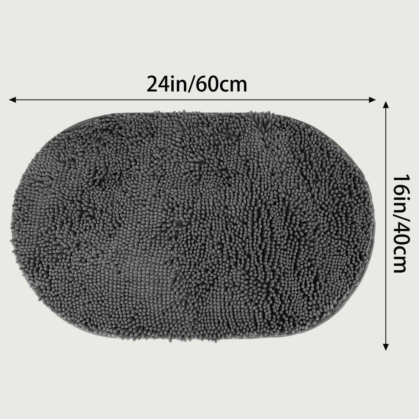Oval Plush Bath Mat, Soft Non Slip Washable Absorbent Rug, Rubber Backing Quick Dry Rugs