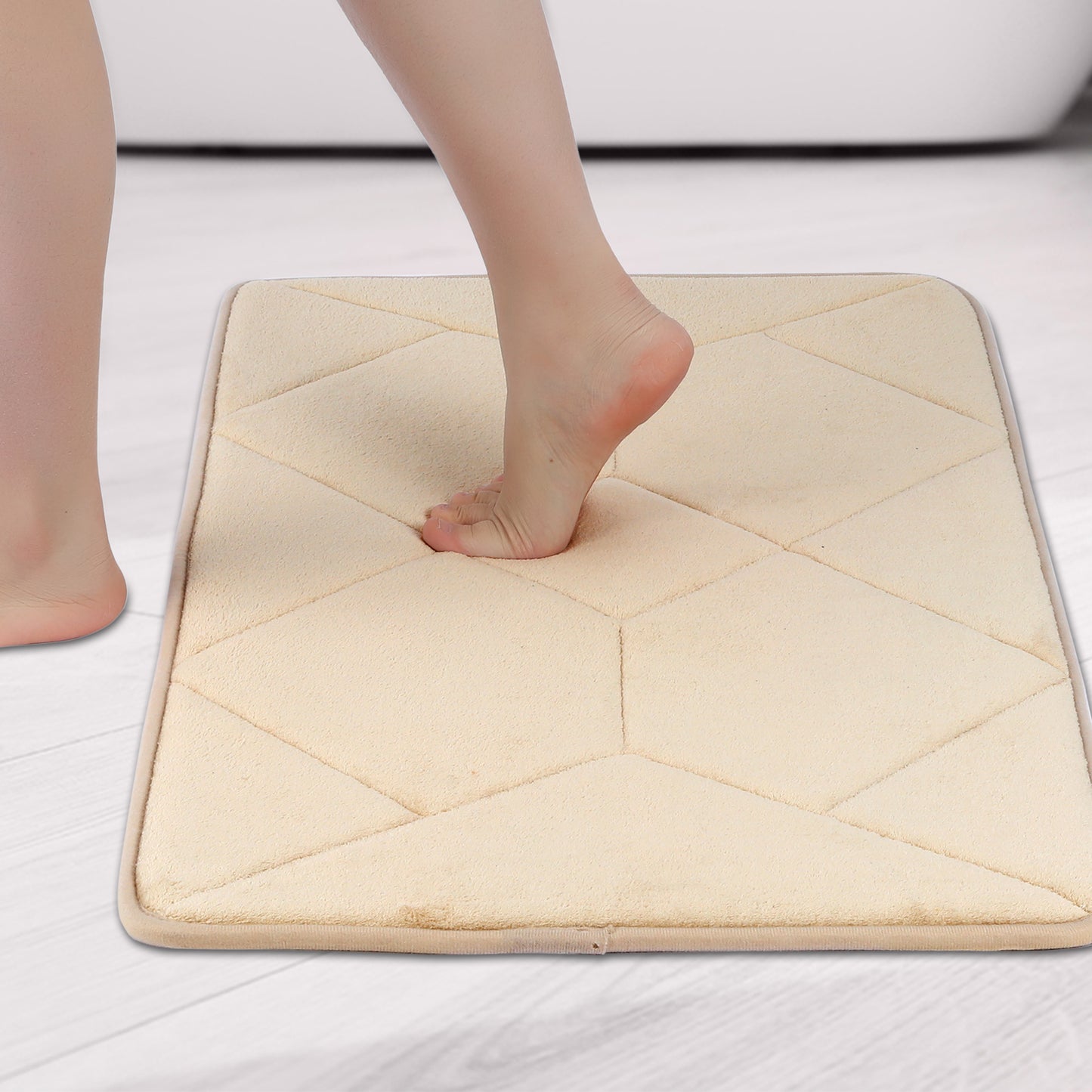 Memory Foam Absorbent Thick Soft Bath Mats Geometric Quick Dry Comfy Non Slip Floor Shower Rugs