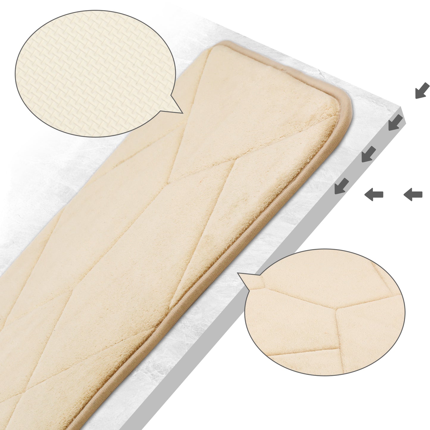 Memory Foam Absorbent Thick Soft Bath Mats Geometric Quick Dry Comfy Non Slip Floor Shower Rugs