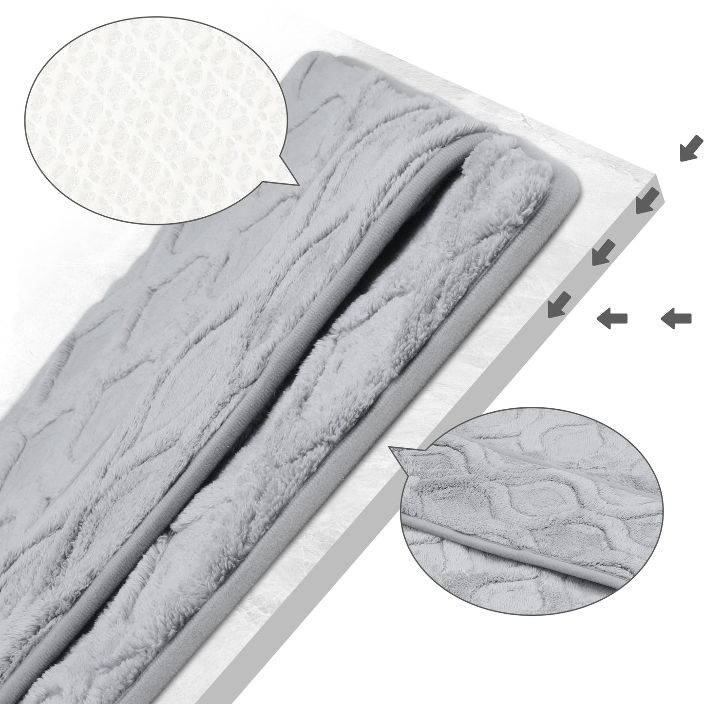 Quick Dry Bath Mat, Non Slip Washable Absorbent Rug for Shower Floor, Bathroom Decor