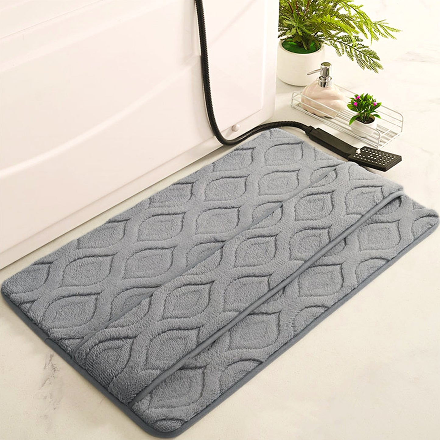 Quick Dry Bath Mat, Non Slip Washable Absorbent Rug for Shower Floor, Bathroom Decor
