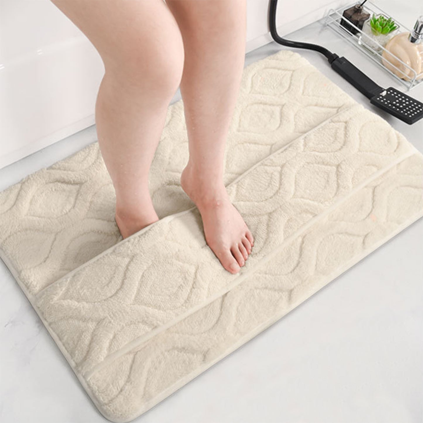 Quick Dry Bath Mat, Non Slip Washable Absorbent Rug for Shower Floor, Bathroom Decor