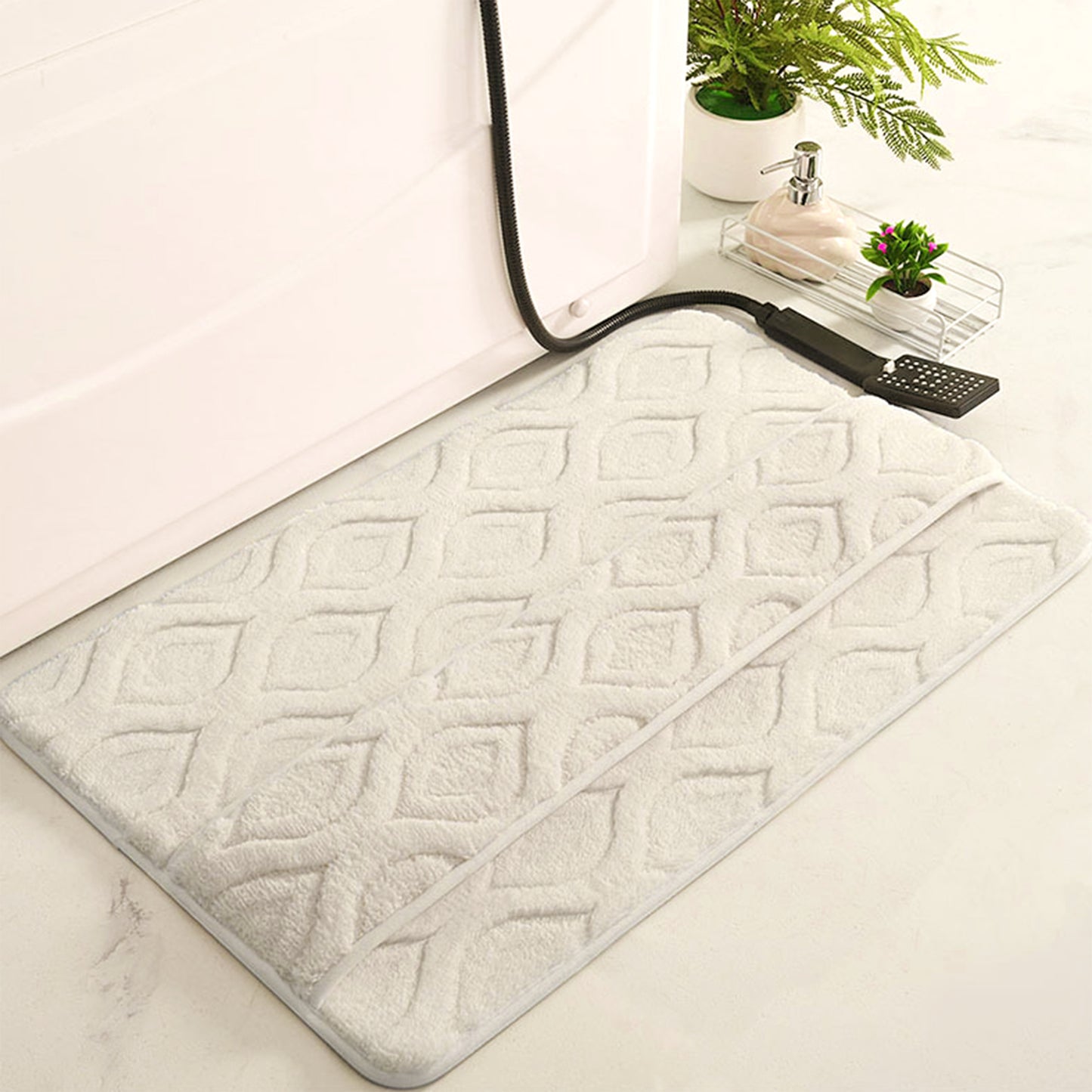 Quick Dry Bath Mat, Non Slip Washable Absorbent Rug for Shower Floor, Bathroom Decor