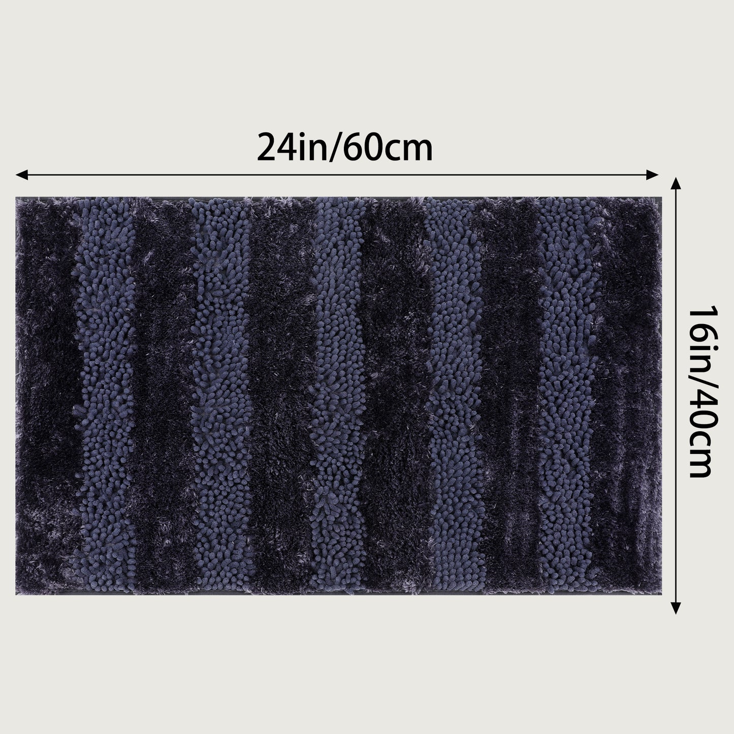 Striped Bathroom Mat Soft Fluffy Chenille Non Slip Washable Absorbent Toilet Baths Mats