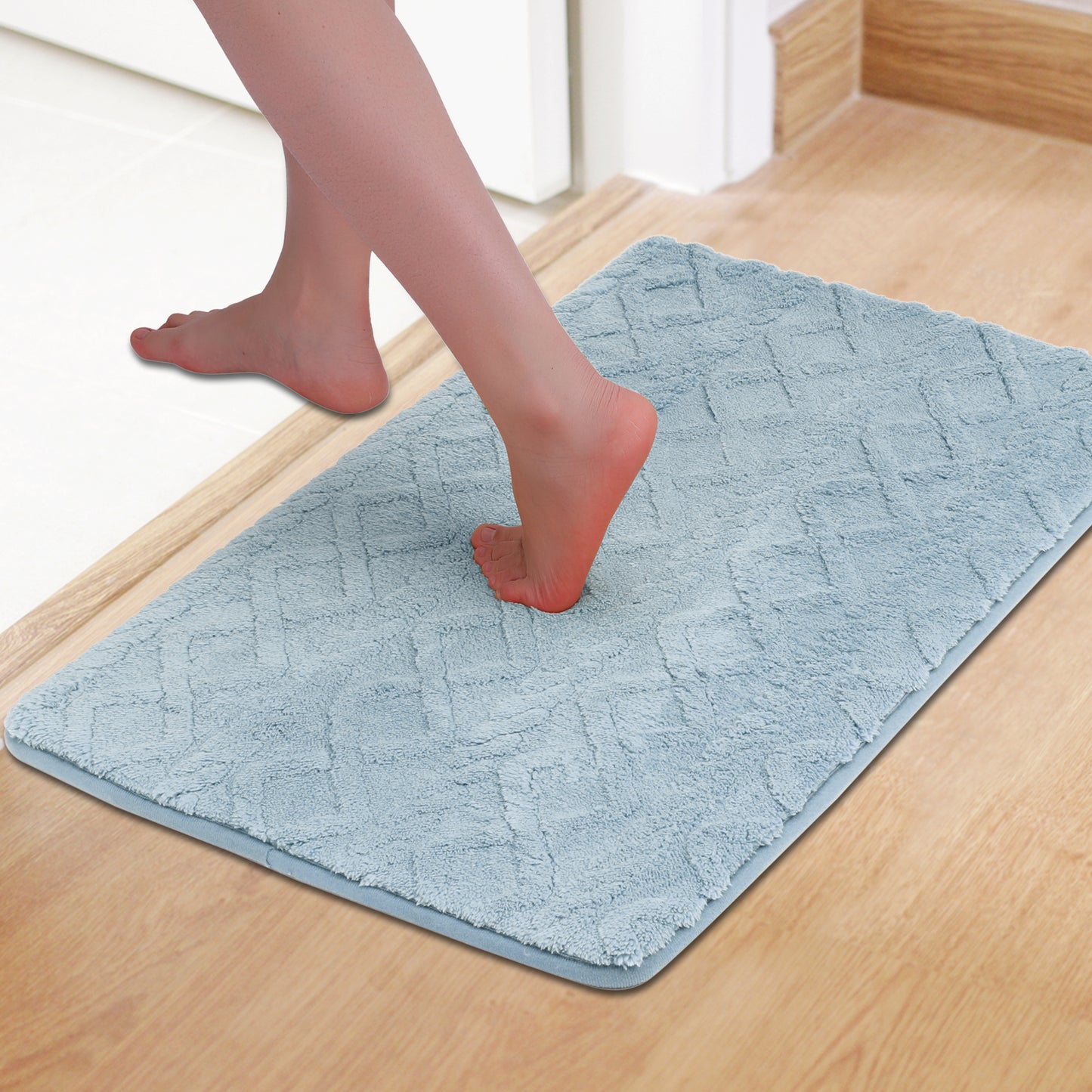 Geometric Pattern Bathroom Mat Soft Absorbent Non-Slip Back Machine Washable Dry Bath Mats