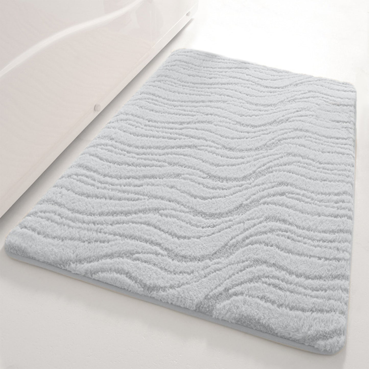 Wave Pattern Bathroom Mat Soft Absorbent Non-Slip Back Machine Washable Dry Bath Mats