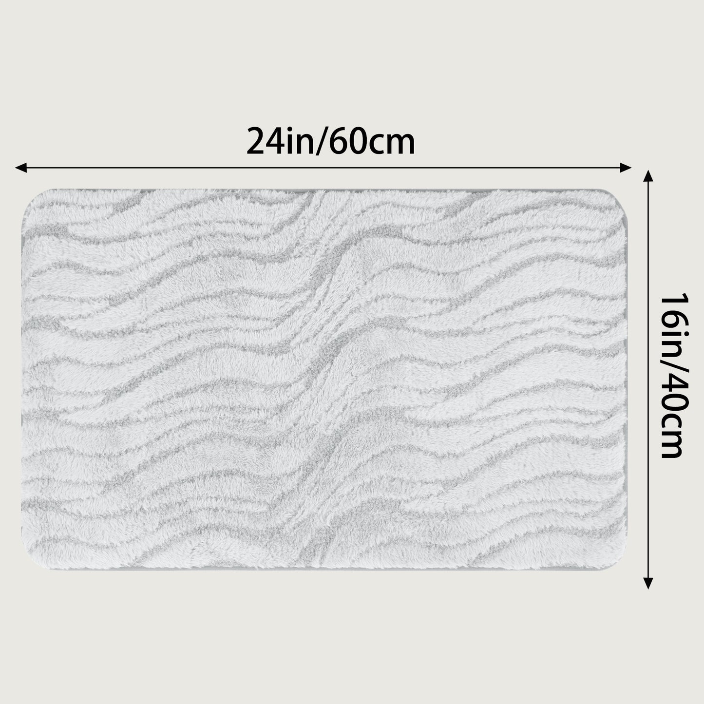 Wave Pattern Bathroom Mat Soft Absorbent Non-Slip Back Machine Washable Dry Bath Mats