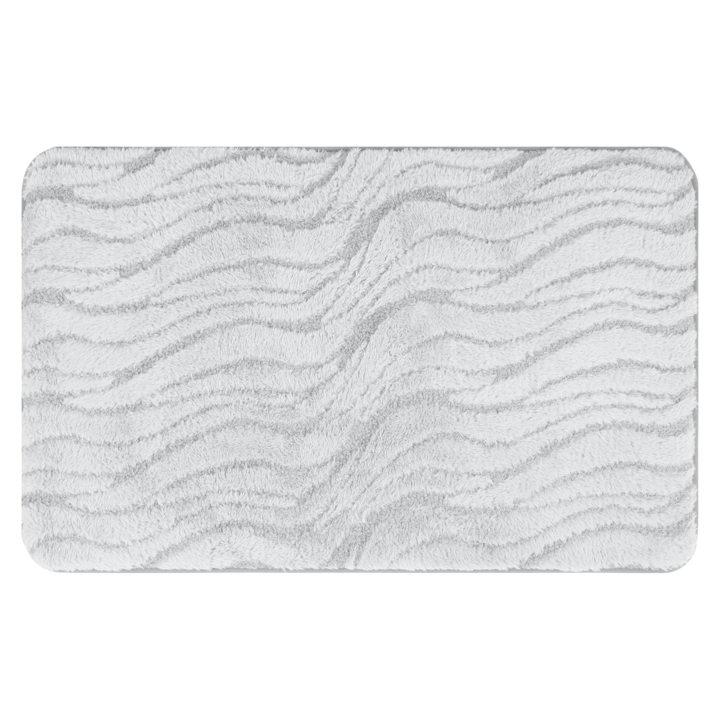 Wave Pattern Bathroom Mat Soft Absorbent Non-Slip Back Machine Washable Dry Bath Mats