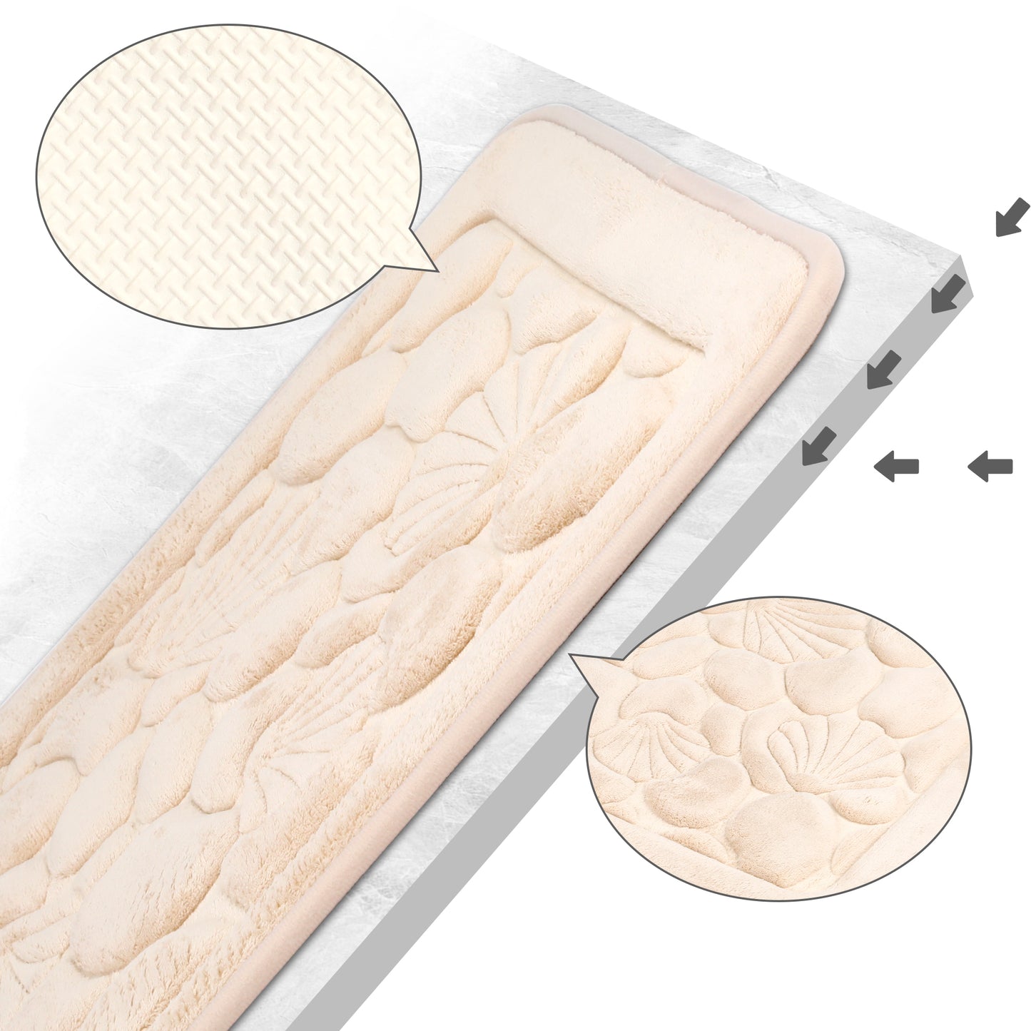 Shell Pattern Bathroom Mat Soft Memory Foam Absorbent Non-Slip Machine Washable Bath Mats