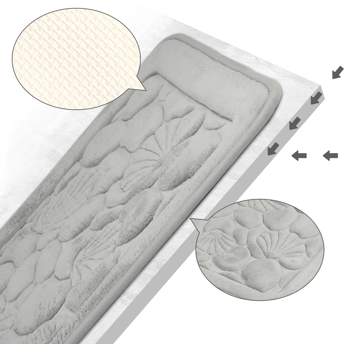 Shell Pattern Bathroom Mat Soft Memory Foam Absorbent Non-Slip Machine Washable Bath Mats