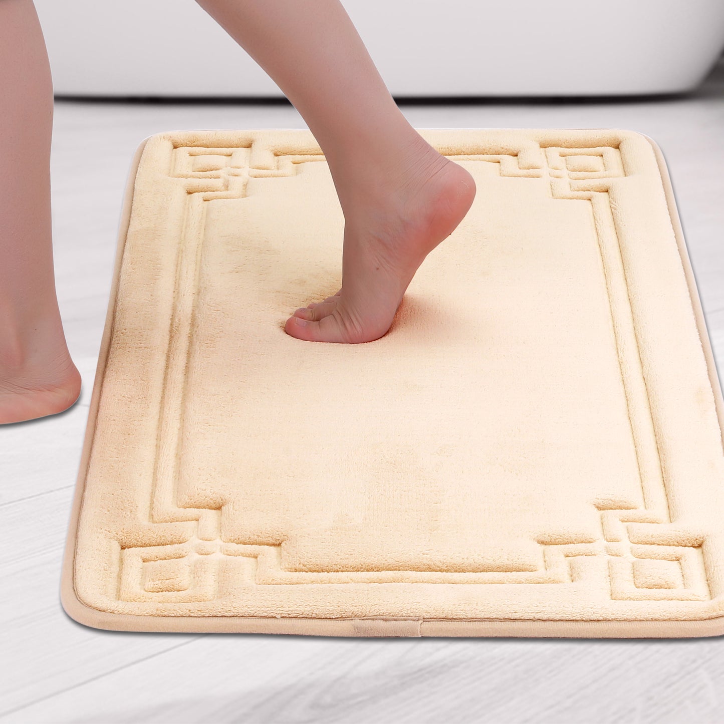 Geometric Pattern Bathroom Mat Soft Memory Foam Absorbent Non-Slip Back Washable Bath Mats