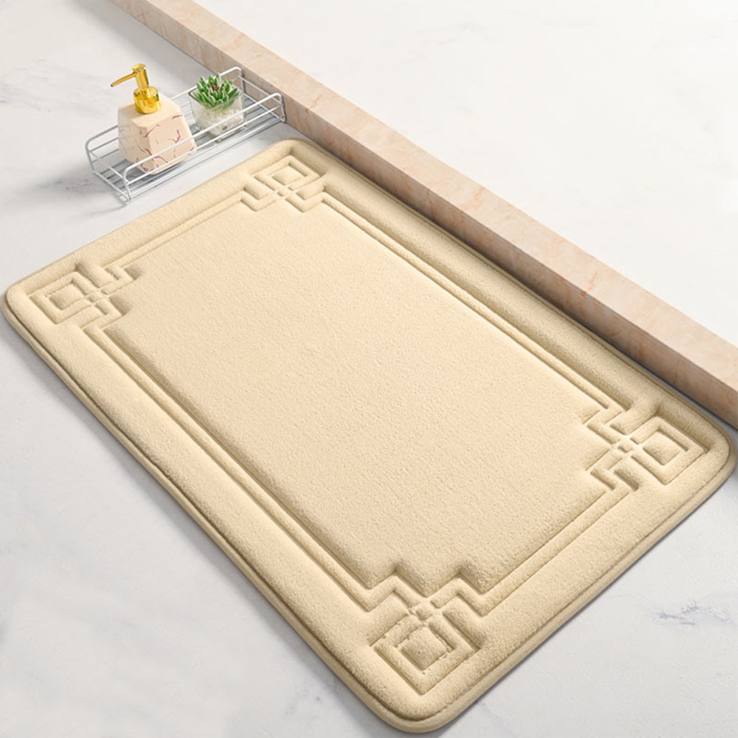Geometric Pattern Bathroom Mat Soft Memory Foam Absorbent Non-Slip Back Washable Bath Mats
