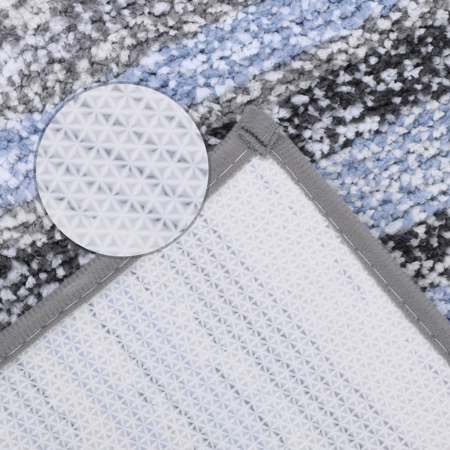 Striped Bathroom Mat Soft Absorbent Non-Slip Backing Quick Dry Machine Washable Bath Mats