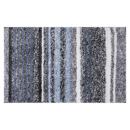Striped Bathroom Mat Soft Absorbent Non-Slip Backing Quick Dry Machine Washable Bath Mats