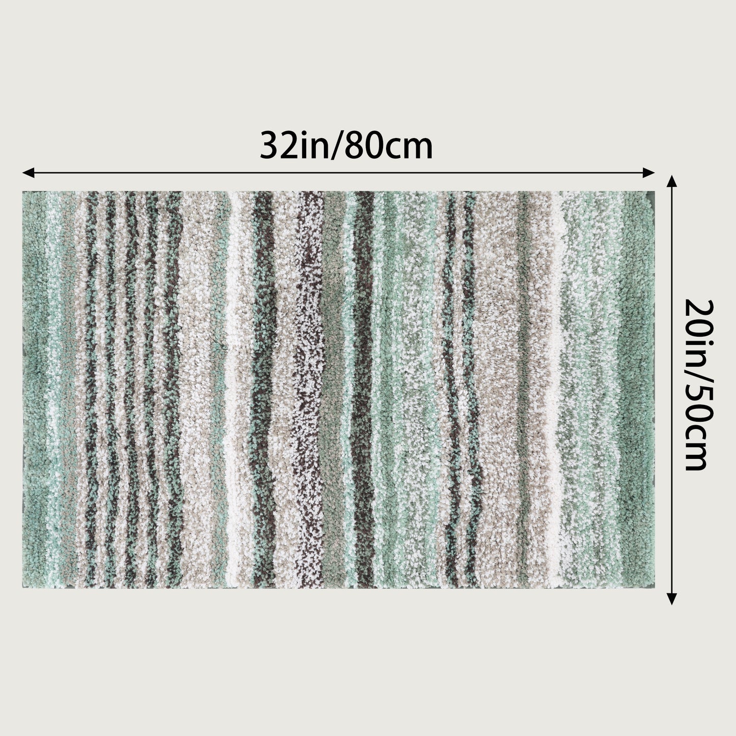 Striped Bathroom Mat Soft Absorbent Non-Slip Backing Quick Dry Machine Washable Bath Mats